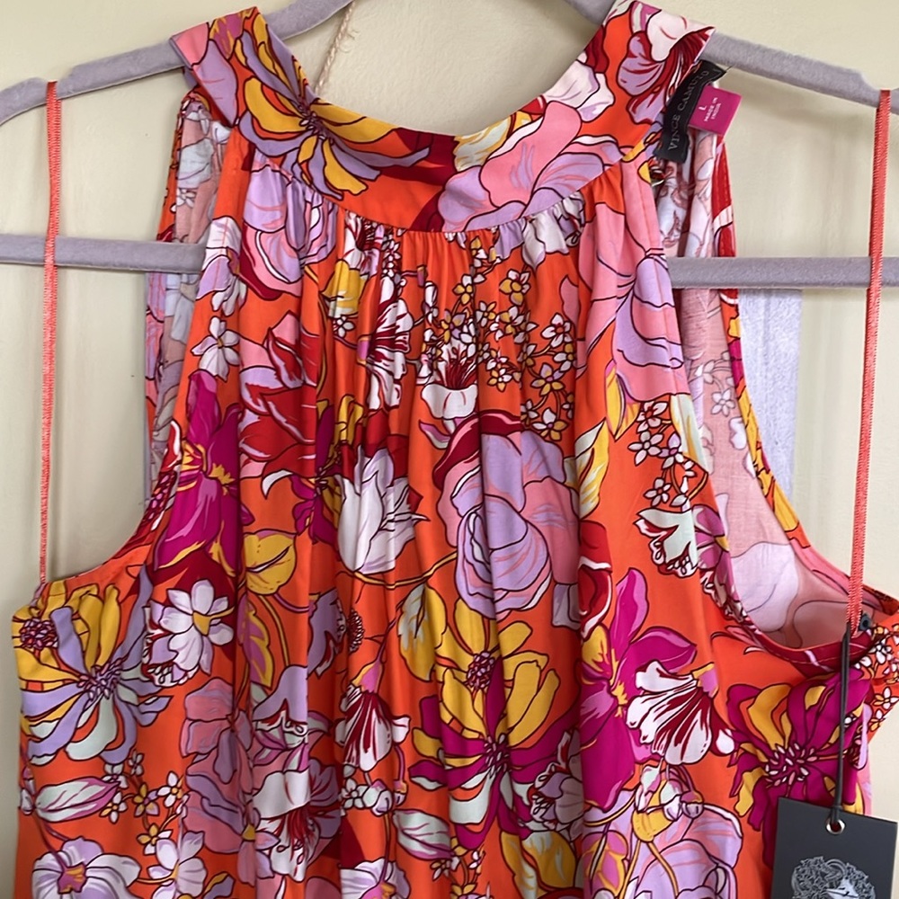 Vince Camuto Red Floral Maxi Dress with Pink & Yellow Accents - Picture 4 of 9